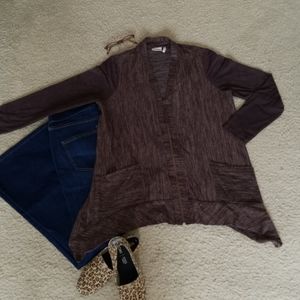 LOGO Cardi Faux Suede Sleeves